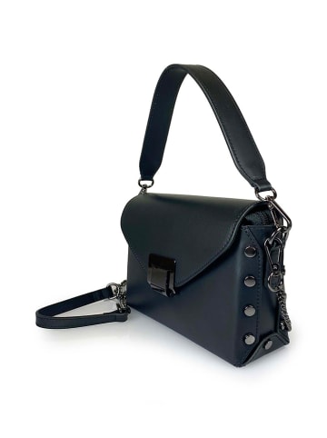 ORE10 Leder-Henkeltasche "TR" in Schwarz - (B)24 x (H)14 x (T)7 cm