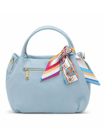 Florence Bags Skórzana torebka "Wesa" w kolorze błękitnym - 33 x 20 x 16 cm