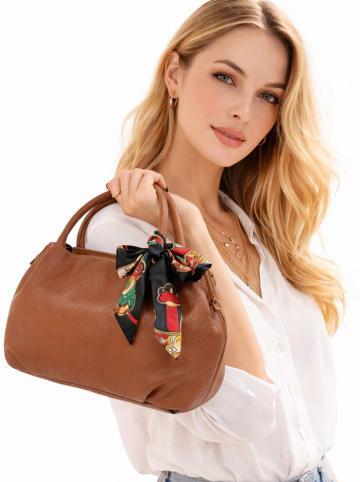 Florence Bags Skórzana torebka "Wesa" w kolorze jasnobrązowym - 33 x 20 x 16 cm