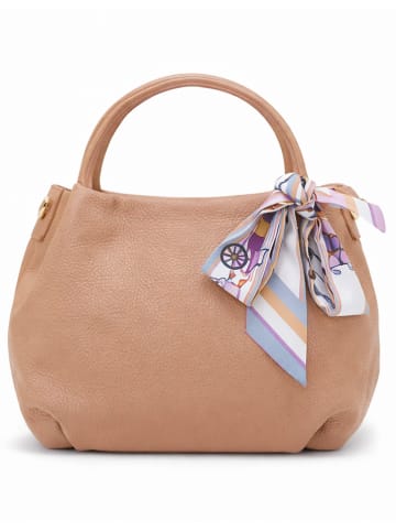 Florence Bags Skórzana torebka "Wesa" w kolorze beżowym - 33 x 20 x 16 cm