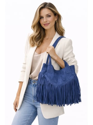 ORE10 Leder-Schultertasche "Rabar" in Dunkelblau - (B)36 x (H)45 x (T)19 cm