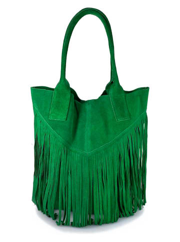 ORE10 Leder-Schultertasche "Rabar" in Grün - (B)36 x (H)45 x (T)19 cm