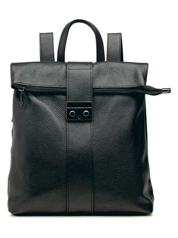 ORE10 Leren rugzak "Estro" zwart - (B)33 x (H)38 x (D)14 cm