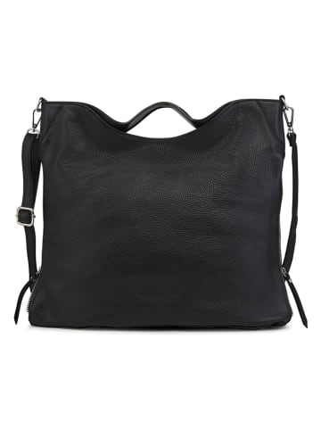 ORE10 Leder-Henkeltasche "Molin" in Schwarz - (B)39 x (H)33 x (T)13 cm