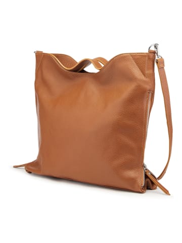 ORE10 Leder-Henkeltasche "Molin" in Hellbraun - (B)39 x (H)33 x (T)13 cm