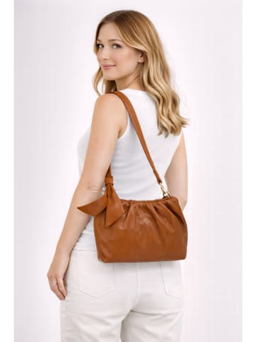 ORE10 Leder-Umhängetasche "Movar" in Hellbraun - (B)26 x (H)18 x (T)5 cm