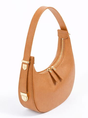 Florence Bags Skórzana torebka "Tim" w kolorze jasnobrązowym - 23 x 12 x 7,5 cm