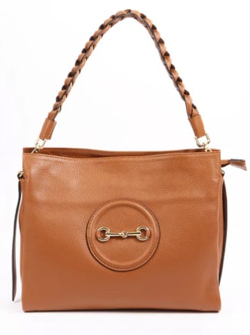 Florence Bags Skórzana torebka "Hoppo" w kolorze jasnobrązowym - 32 x 26 x 11 cm