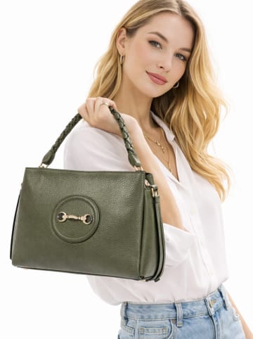 Florence Bags Leren handtas "Hoppo" kaki - (B)32 x (H)26 x (D)11 cm