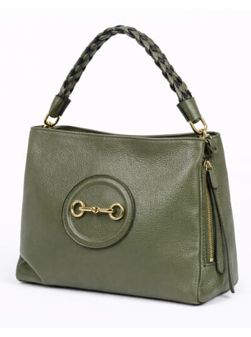 Florence Bags Skórzana torebka "Hoppo" w kolorze khaki - 32 x 26 x 11 cm