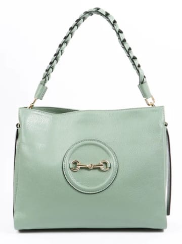 Florence Bags Leder-Henkeltasche "Hoppo" in Grün - (B)32 x (H)26 x (T)11 cm