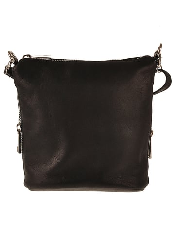 ORE10 Leder-Umhängetasche "Ambly" in Schwarz - (B)20 x (H)19 x (T)10 cm