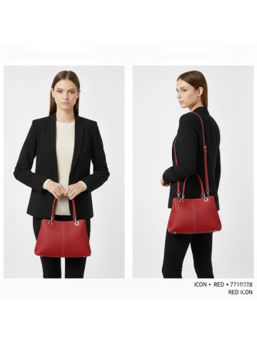 ORE10 Leder-Henkeltasche in Rot - (B)32 x (H)20 x (T)14 cm