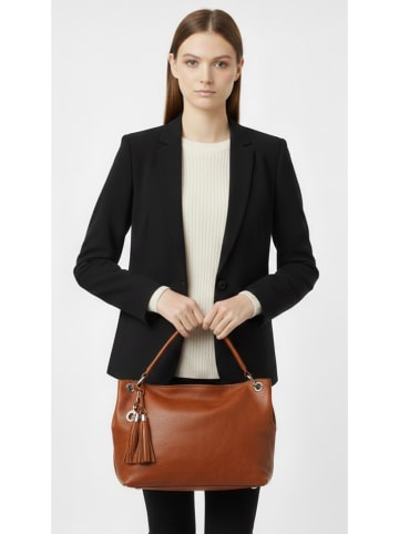 ORE10 Leren shopper "Carre" cognackleurig - (B)45 x (H)30 x (D)14 cm