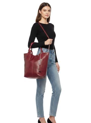 ORE10 Leder-Shopper "Laura" in Bordeaux - (B)38 x (H)41 x (T)20 cm