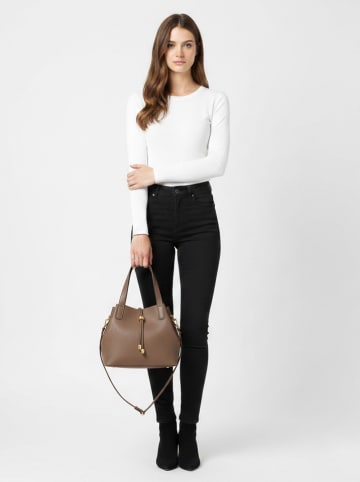 ORE10 Leren schoudertas "Acacia" taupe - (B)30 x (H)26 x (D)16 cm