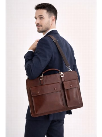 ORE10 Leren businesstas "Bologna" bruin - (B)38 x (H)29 x (D)11 cm