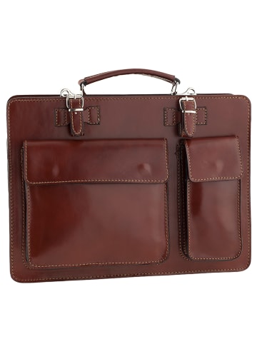 ORE10 Leder-Businesstasche "Bologna" in Braun - (B)38 x (H)29 x (T)11 cm
