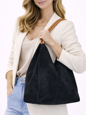 ORE10 Leder-Schultertasche "Lord" in Schwarz - (B)34 x (H)39 x (T)8 cm