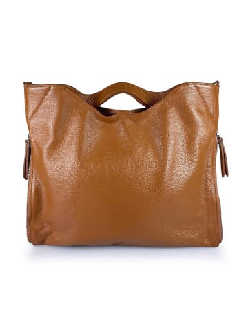 Florence Bags Skórzana torebka "Ge" w kolorze jasnobrązowym - 39 x 31 x 5 cm