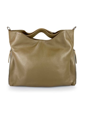 Florence Bags Skórzana torebka "Ge" w kolorze szarobrązowym - 39 x 31 x 5 cm