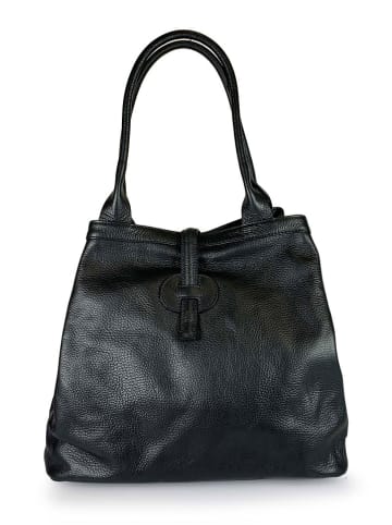 Florence Bags Leder-Shopper "Fr" in Schwarz - (B)42 x (H)38 x (T)6 cm