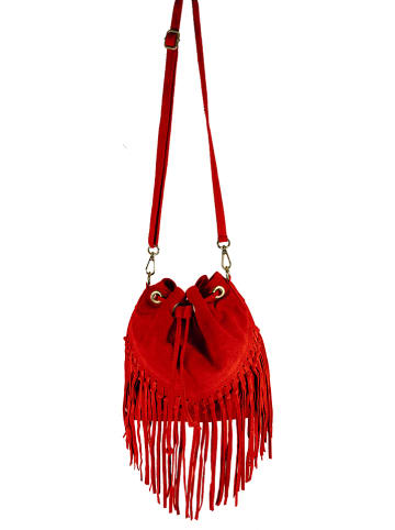 Florence Bags Leder-Umhängetasche "PD" in Rot - (B)27 x (H)30 x (T)6 cm