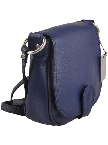 Florence Bags Leder-Umhängetasche "Gisstel" in Dunkelblau - (B)19 x (H)17 x (T)5 cm