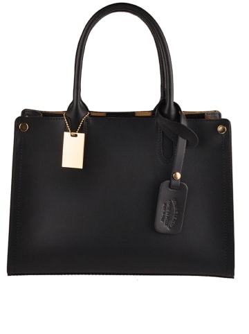 Florence Bags Leder-Henkeltasche "Manor" in Schwarz - (B)32 x (H)22 x (T)11 cm