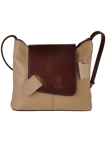 Florence Bags Leder-Umhängetasche "Sabu" in Beige/ Braun - (B)23 x (H)20 x (T)6 cm