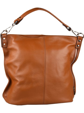 Florence Bags Leder-Schultertasche "Taba" in Hellbraun - (B)32 x (H)31 x (T)16 cm