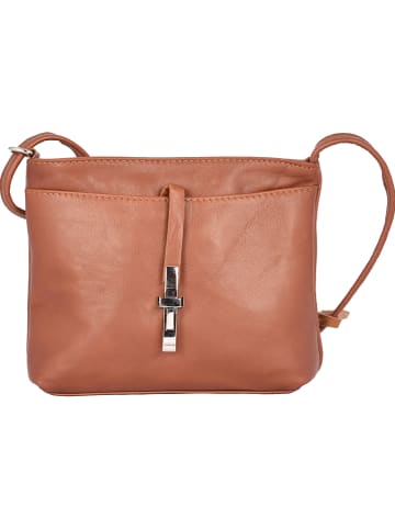 Florence Bags Leder-Umhängetasche "New Sport" in Hellbraun - (B)20 x (H)18 x (T)5 cm