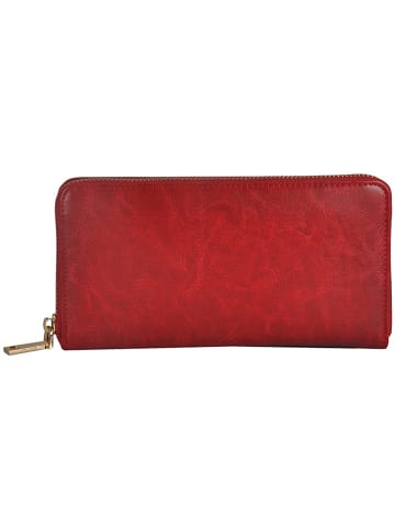 Florence Bags Skórzany portfel "Nador" w kolorze czerwonym - 20 x 10 x 2 cm