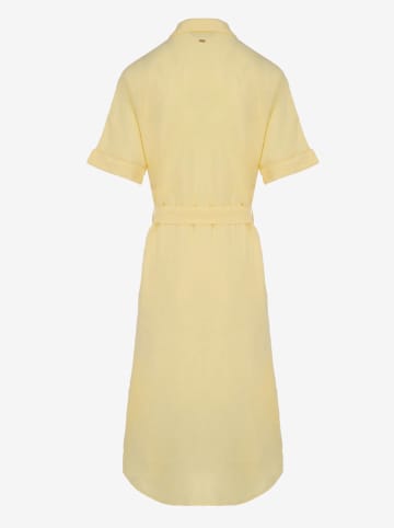 Mexx Lniana sukienka w kolorze żółtym