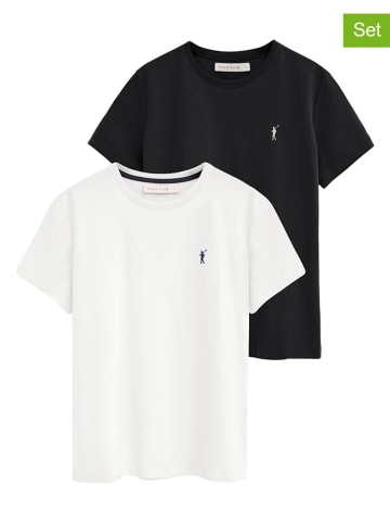 Polo Club 2er-Set: Shirts in Weiß/ Schwarz