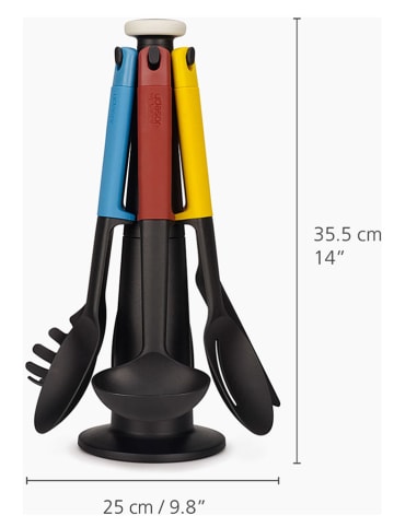 JosephJoseph 7-częściowy zestaw akcesoriów kuchennych w różnych kolorach - wys. 35,5 cm