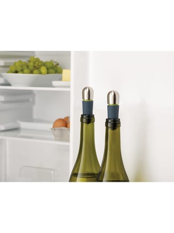 JosephJoseph 2-delige set: wijnflessluitingen "BarWise" donkerblauw - Ø 2,4 cm