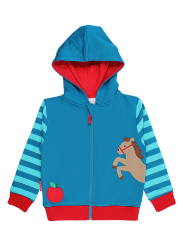 Toby Tiger Sweatjacke in Petrol/ Rot
