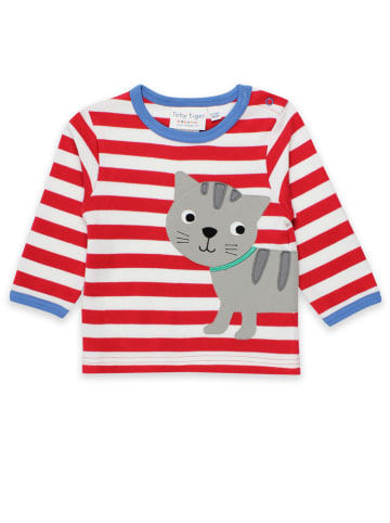 Toby Tiger Longsleeve "Cat" in Rot/ Weiß