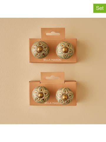 BELLA MAISON 2-delige set: deurgrepen "Sasha" groen - (H)6,5 x Ø 3 cm