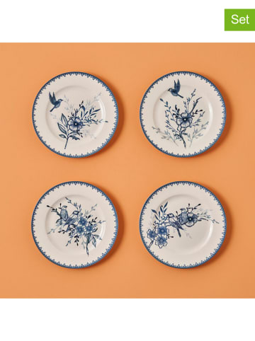 BELLA MAISON 4er-Set: Frühstücksteller in Blau/ Weiß - Ø 21 cm