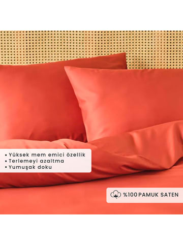 BELLA MAISON 3-delige satijnen beddengoedset "Supreme" oranje