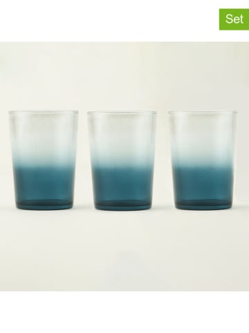 BELLA MAISON 3-delige set: glazen "Colored" blauw - 510 ml