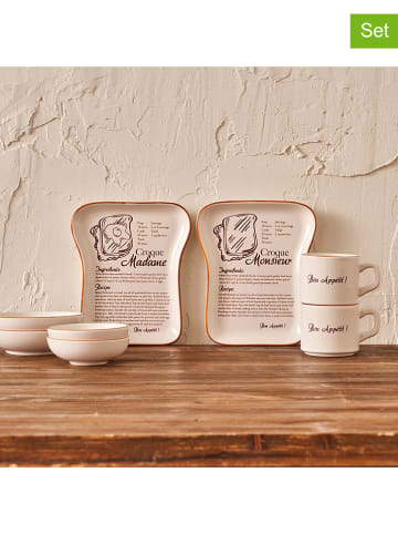 BELLA MAISON 8-delig ontbijtservies crème/bruin