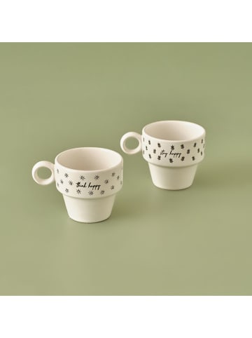 BELLA MAISON 2-delige set: koffiekoppen "Simple Espresso" wit/zwart - 105 ml