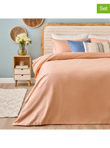 BELLA MAISON 3tlg. Satin-Bettwäscheset "Supreme" in Lachs