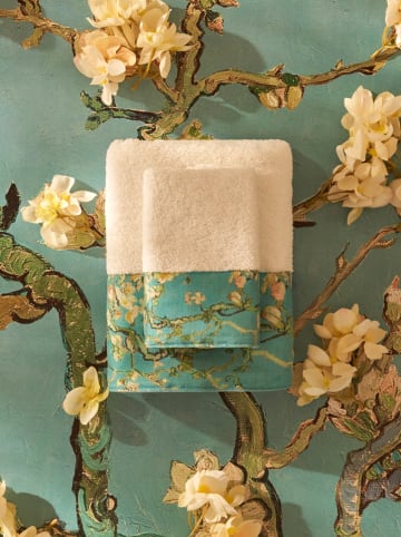 BELLA MAISON Handdoek "Van Gogh" wit/turquoise - (L)90 x (B)50 cm