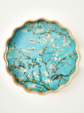 BELLA MAISON Decodienblad "Van Gogh" turquoise/wit - Ø 34 cm