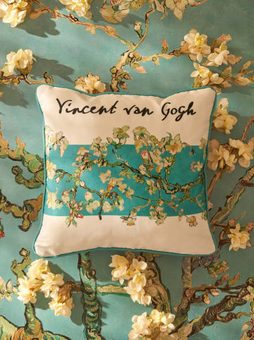 BELLA MAISON Kissenbezug "Van Gogh" in Weiß/ Türkis - (L)43 x (B)43 cm
