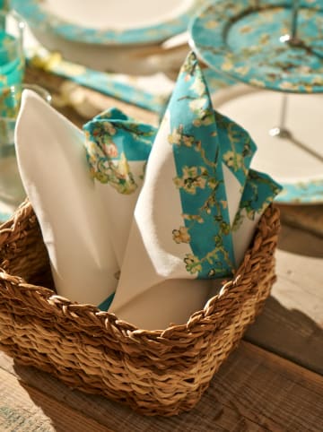 BELLA MAISON Servet "Van Gogh" wit/turquoise - (L)40 x (B)40 cm